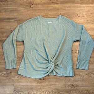 Aerie Soft Gray Knit Pullover with Knot Detail